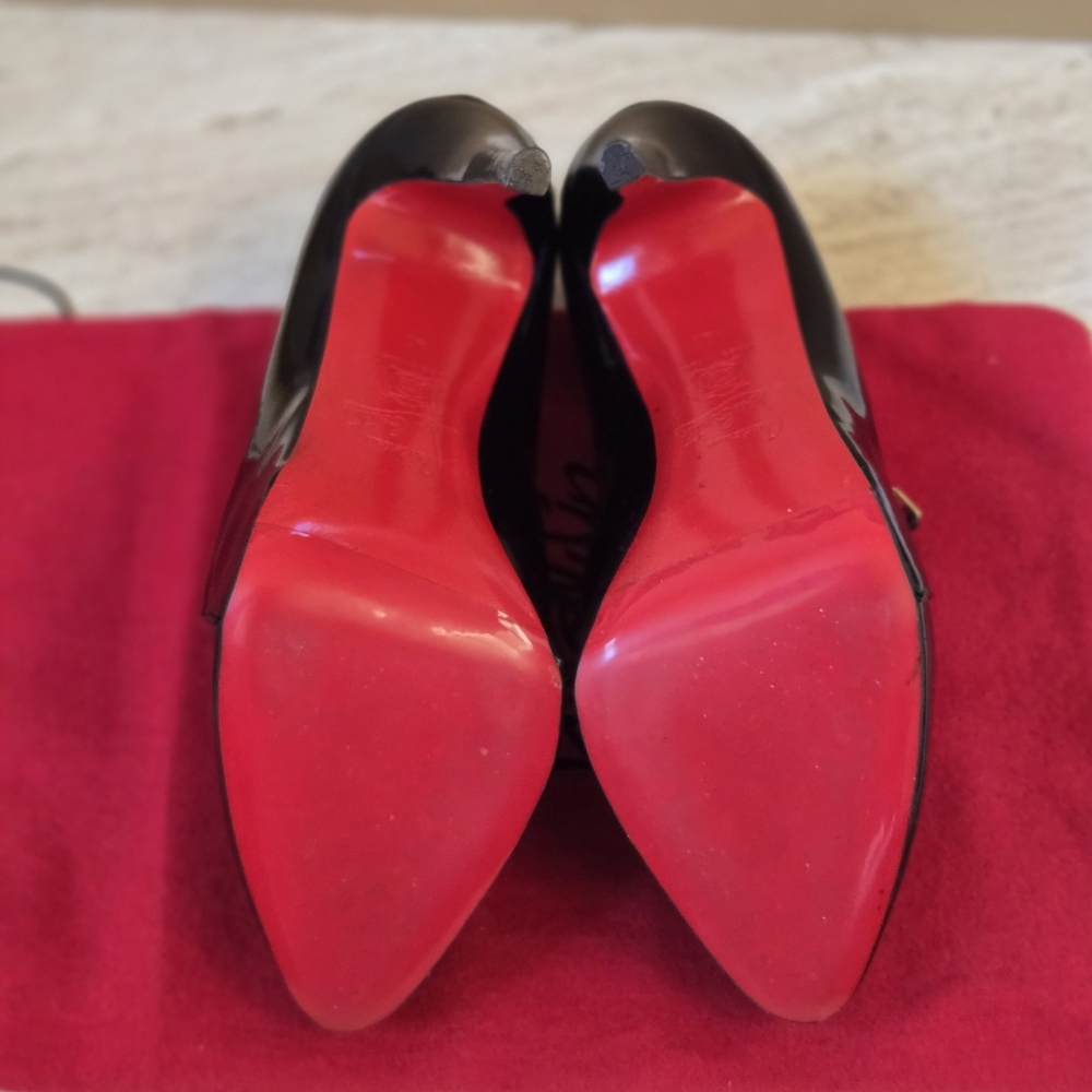 Louboutin Black Patent Lapano Loafer Zipper Booties - EUC - Picture 8 of 11